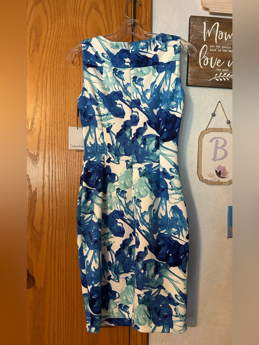 NWT Calvin Klein Blue Floral Dress - Size 2 - Picture 2 of 7